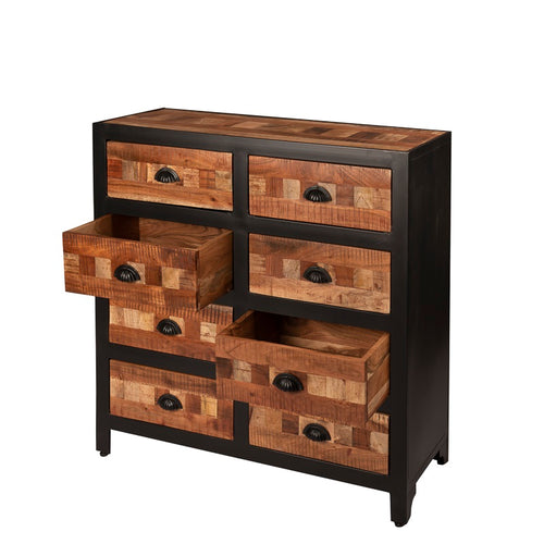 Dressoir Arnold met 8 laden en gemaakt van staal en mix mangohout,