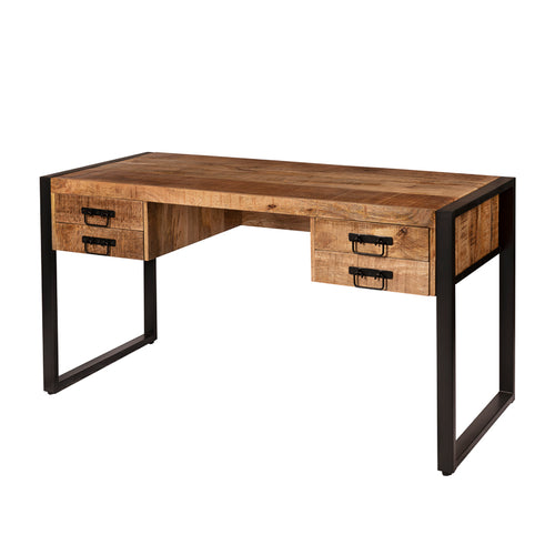 Industrieel bureau van mangohout en staal.