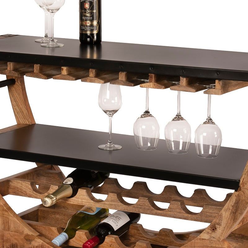 De bernadette drankenwagen een heeft ophangmogelijk voor wijnglazen en plaats voor het stabiel horizontaal sorteren van wijnflessen. 