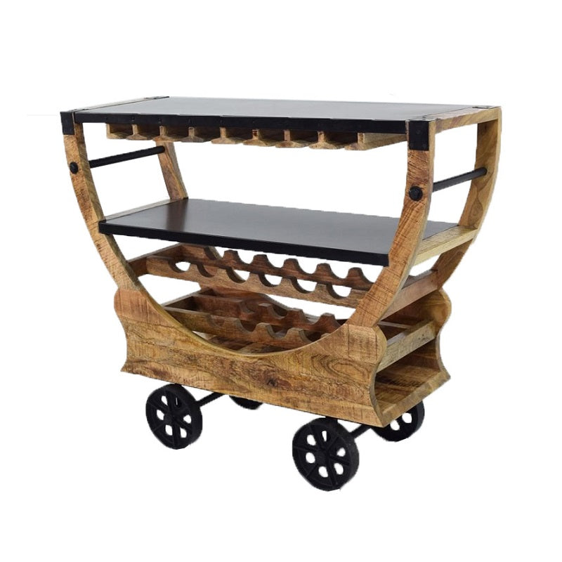 Bent u op zoek naar een verrijdbaar wijnrek met industrieel karakter, dan is de Bernadette een  mooi item voor in het interieur.