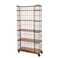 De hoge industriële Cage Five gaaskar heeft 4 zwenkwielen en 5 etages van massief mangohout. 