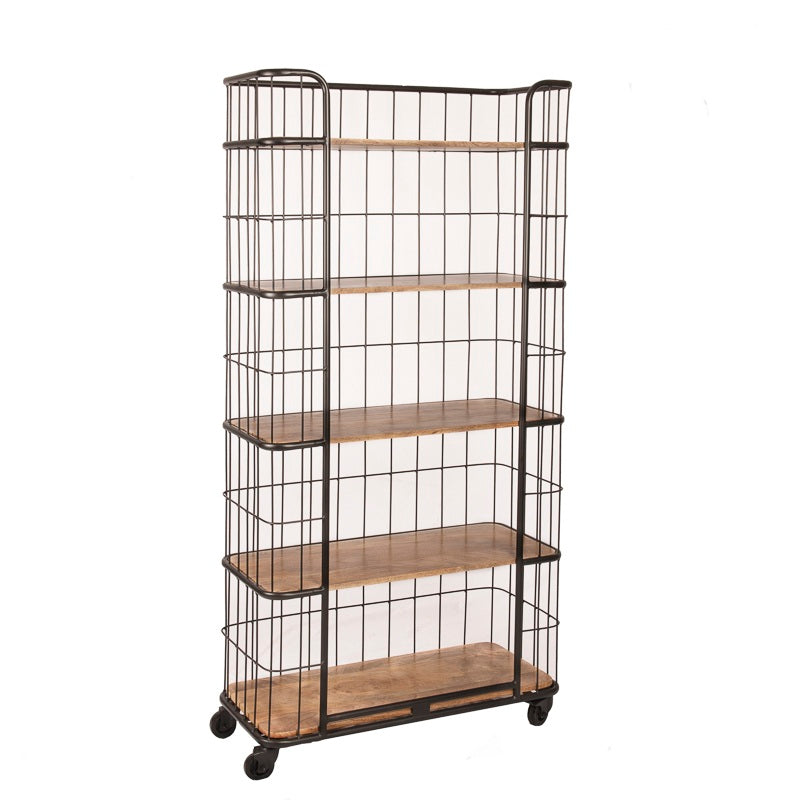 De bakkerskar Cage Five is gemaakt van zwart gelakt staal met 5 mangouten legorden en is door zijn 4 zwenkwielen eenvoudig te verplaatsen.