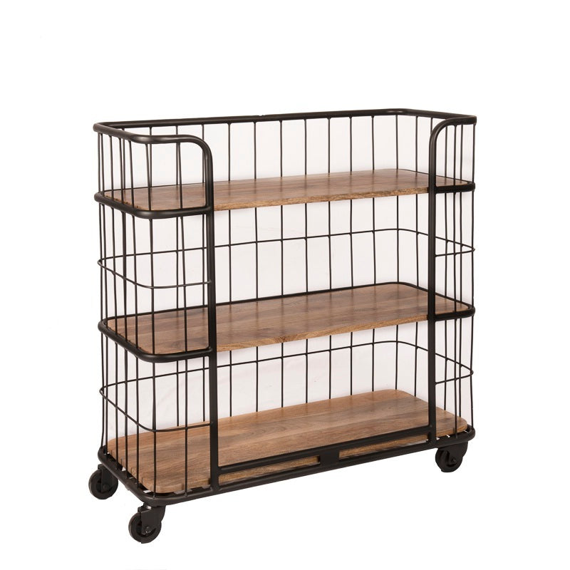 De bakkerskar Cage Three is gemaakt van zwart gelakt staal met 3 mangouten legorden en is door zijn 4 zwenkwielen eenvoudig te verplaatsen.