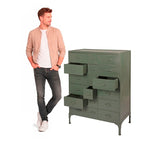 Stalen vintage ladekast in de kleur groen.