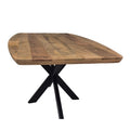 Eetkamertafel van massief mangohout met afgeschuine randen in een ton model.
