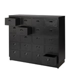 Ladekast Two Zero met 20 schuifladen in zwart met een refurbished uitstraling.