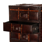 Detail afbeelding lade van de lederen ladekast Fletcher.