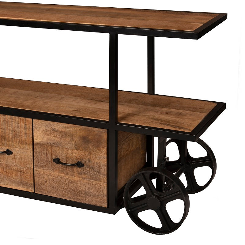 Detail afbeelding van de Isabelle tv kast van mangohout.