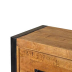 Industrieel mangohout dressoir en metaal.