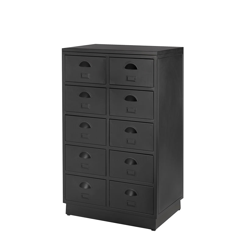 Ladekast One Zero uitgevoer in vintage stijl met naamhouders op de lade.