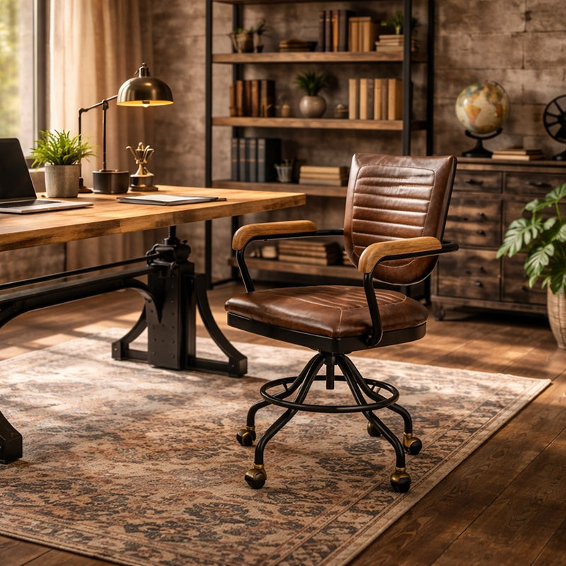 Sfeer impressie van de vintage look bureaustoel Murphy in een klassiek interieur.