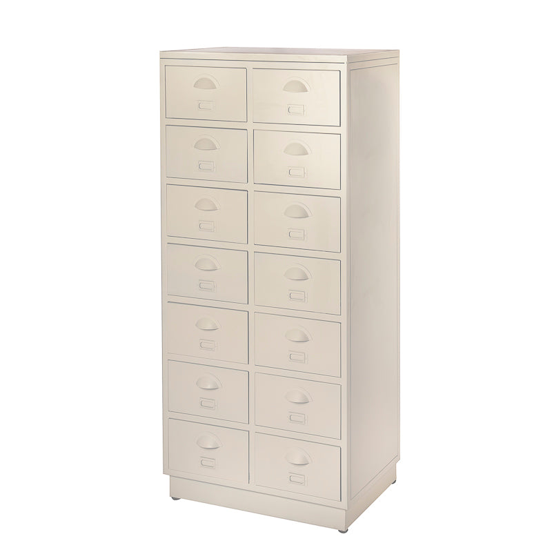 Vintage look ladekast One Four in de kleur wit benaderend RAL 9010.