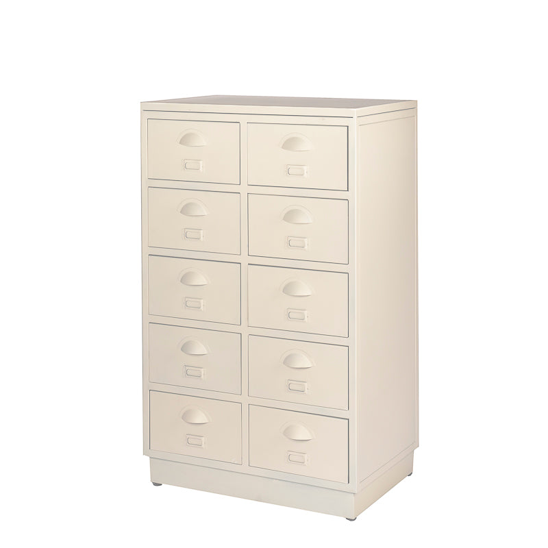 Industriële ladenkast One Zero Wit met 10 laden in de kleur wit.