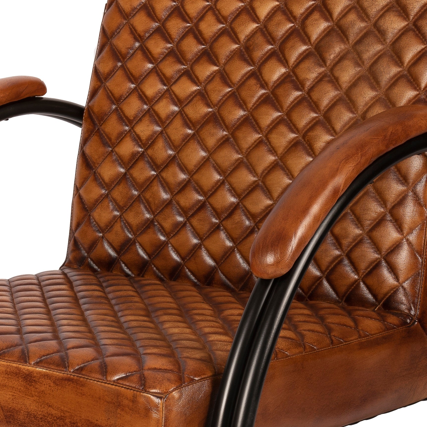 Detail afbeelding van het leer patroon van de Romain fauteuil.