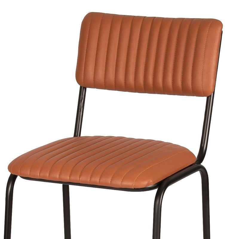 Vintage barkruk met cognac leer.