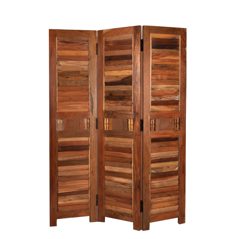 Achterkant van de roomdivider Separate Three van gerecycled mangohout.