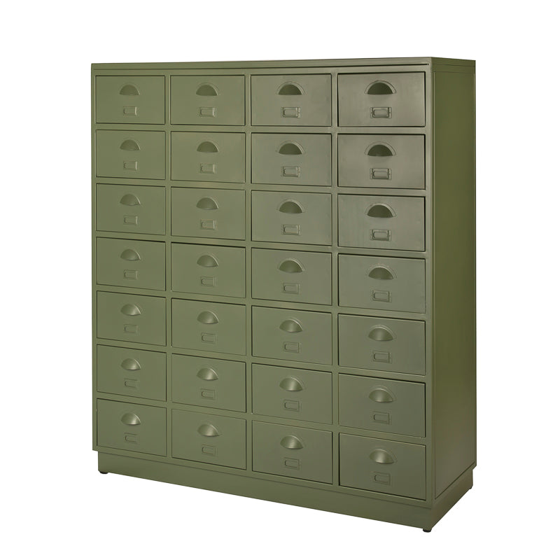 De lak van de Two Eight vintage ladekast heeft door de klassieke manier van lakken en nalakken een refurbished en industrieel karakter. 