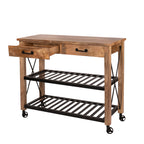 Vintage verrijdbare keuken tafel Violette met 2 lade en 2 legborden